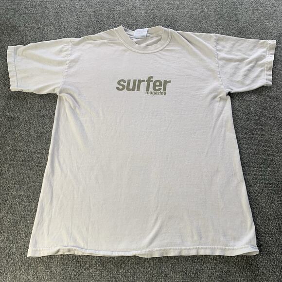 Vintage Surfing Magazine Shirt Medium Gray Beach Surf Retro Y2K Skater Tee - Picture 1 of 10